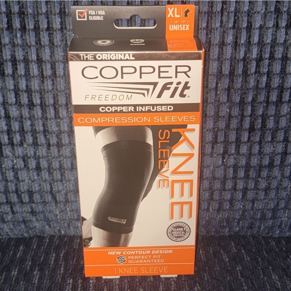 NIB Copper Fit Freedom Copper Infused Compression Knee Sleeve Size XL 16" - 17"